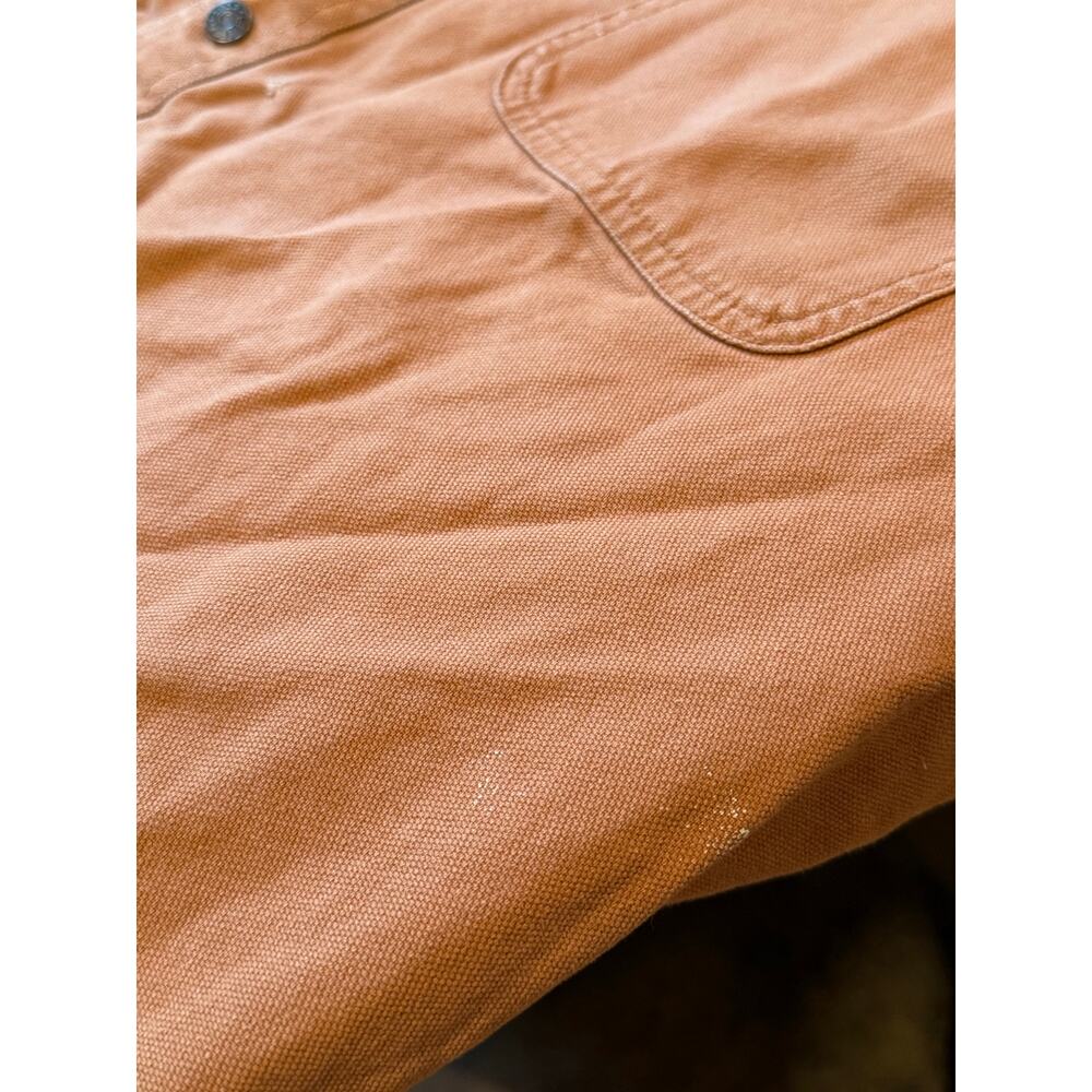 L.L.Bean Men Large Brown Canvas Shirt Flannel Lined Cotton Outdoor Workwear - Picture 8 of 15
